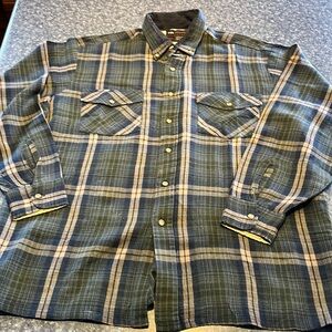 Tru Fit men’s flannel long-sleeve button down shirt-Large-blue/green/tan